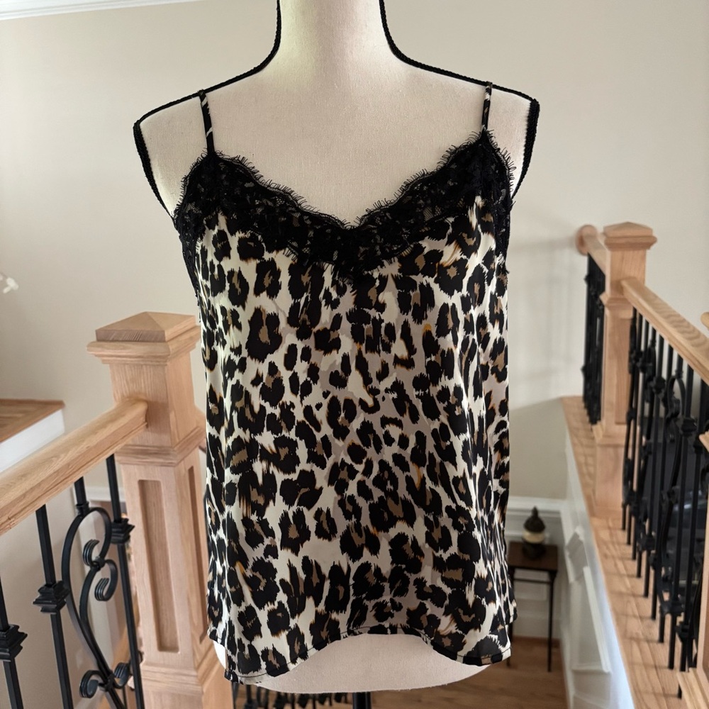 BP Leopard Print Cami with Black Lace Size Small